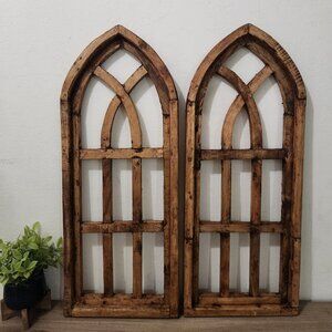 Arch Wood Frame Distress Brown Shabby Chic Livor Set of 2, 29 H